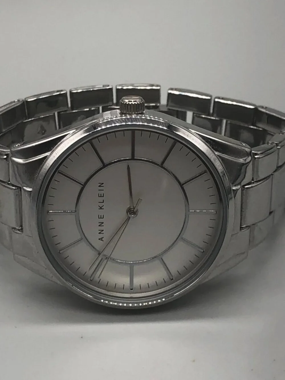 3/$30 Anne Klein Watch Women Silver Tone Water Resistant New Battery 6.75 Inch